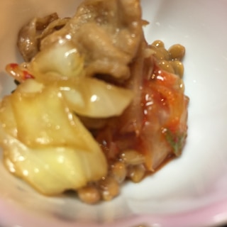 野菜炒め&キムチ納豆